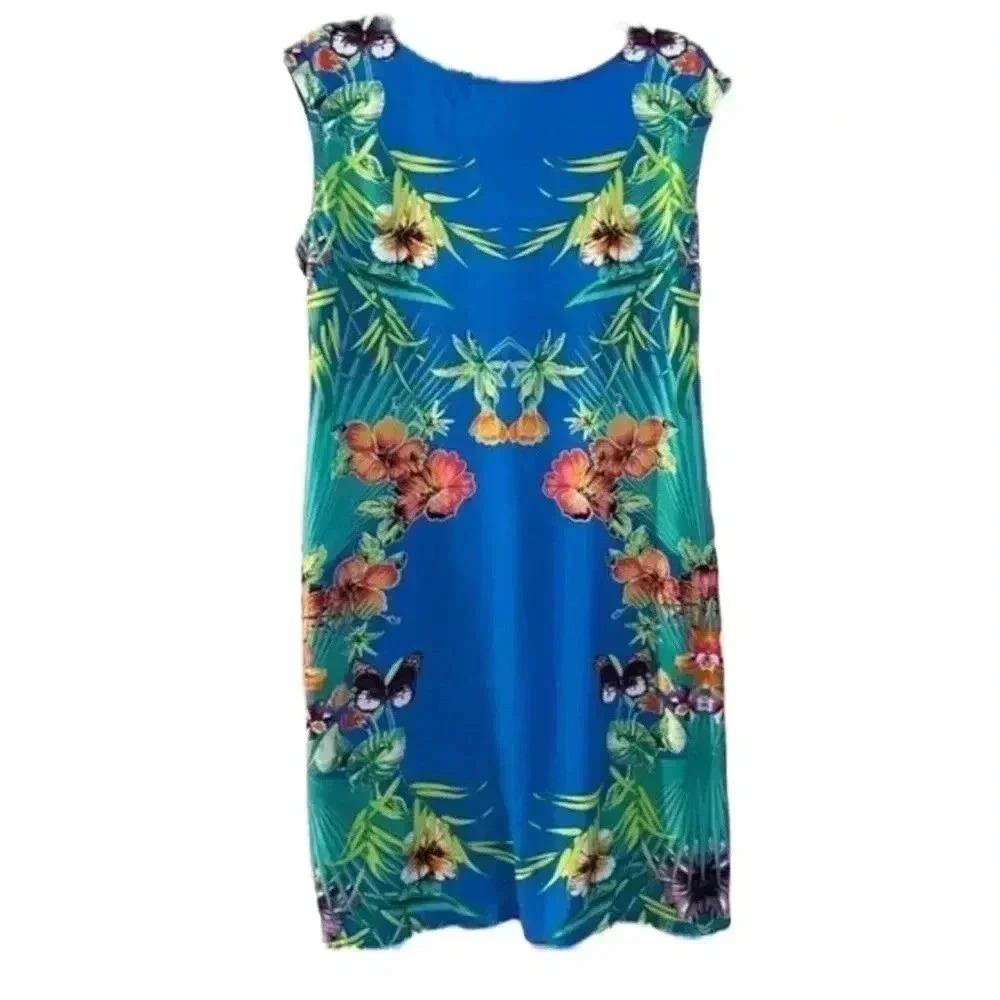 Women’s size 14 sleeveless Dress Barn tropical print dress. Like new.